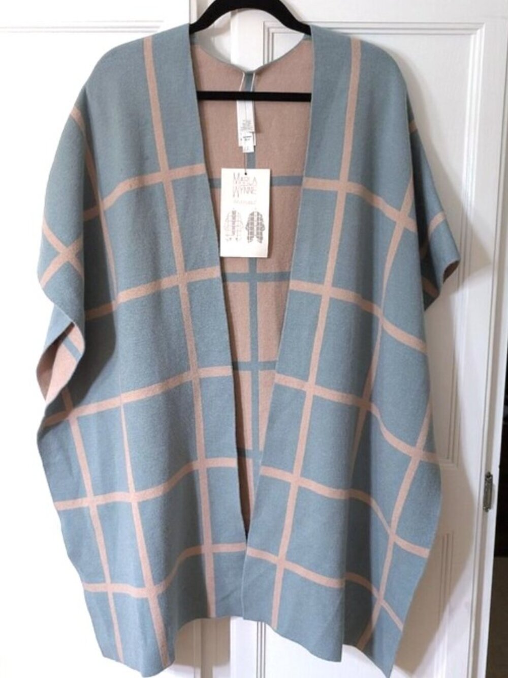 MarlaWynne Reversable Women's Shawl Wrap Poncho Ruana Cape Open Front Cardigan